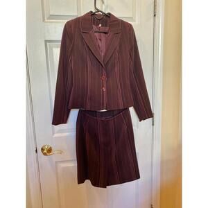Women's Burgundy Pinstripe Skirt Suit with Blazer